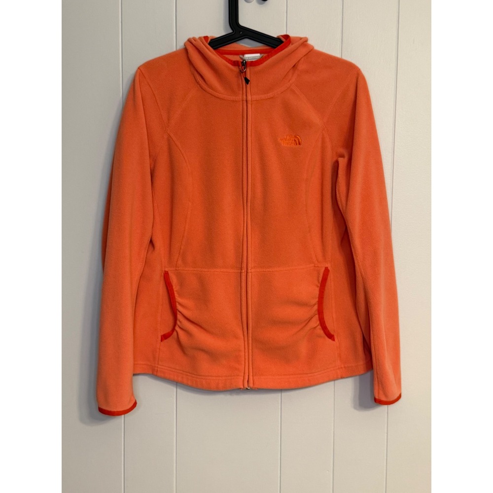 The North Face Womens Orange Polartec Classic Full Zip Fleece Hoodie Size M
